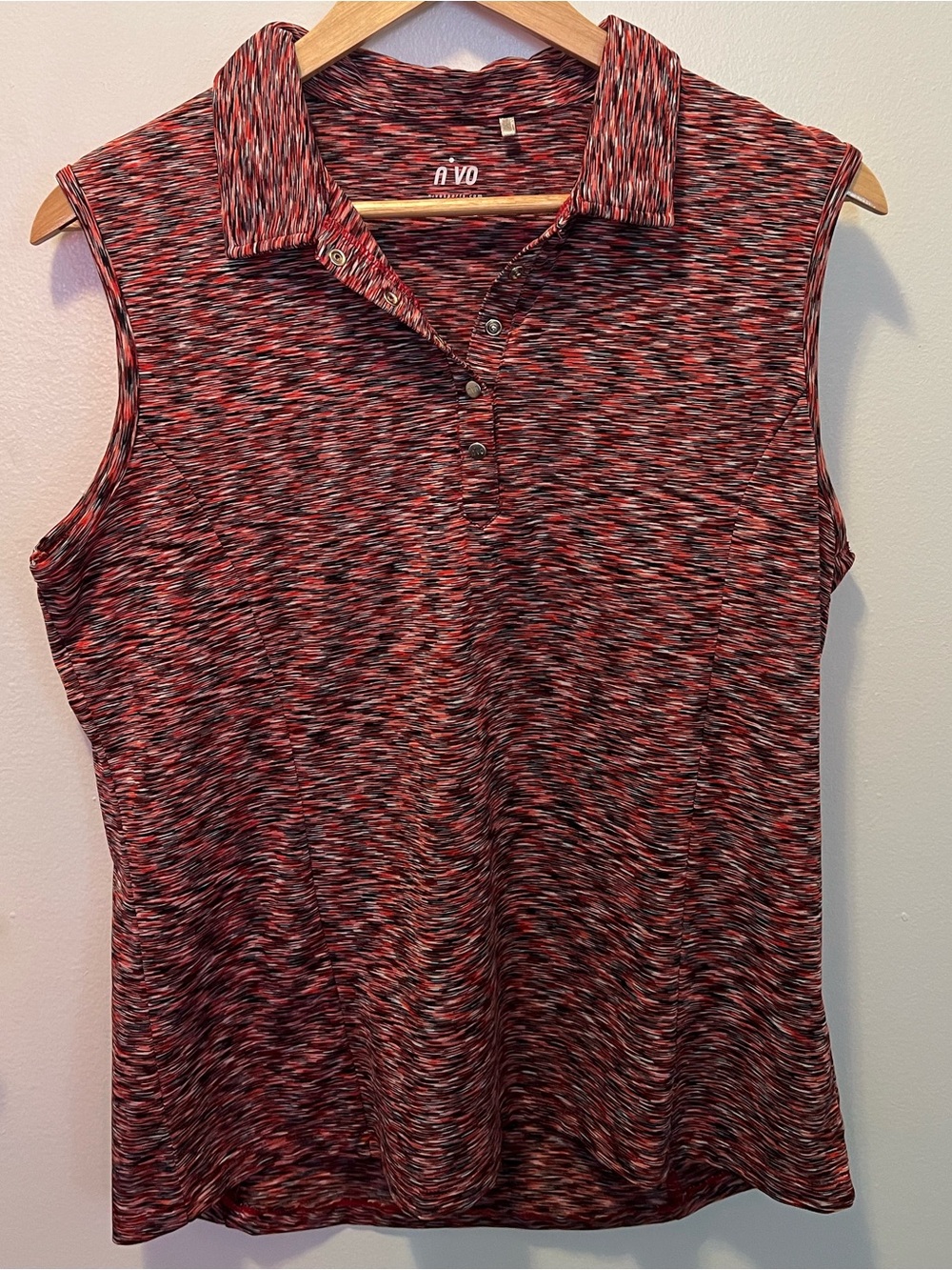 ⛳️ Nivo Space Dye Sleeveless Golf Polo Top Red Black White Large